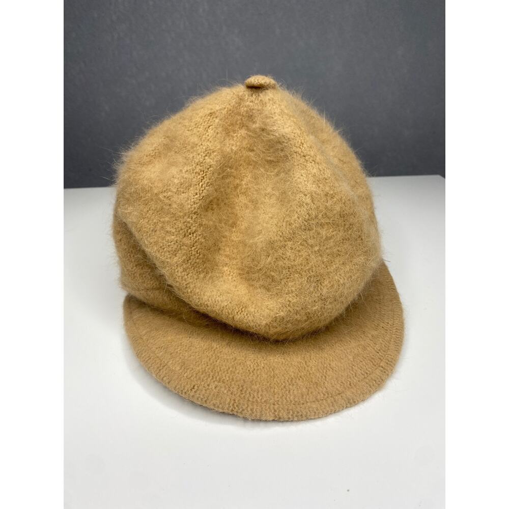 Cheveux‎ Fuzzy Angora Newsboy Hat Tan Brimmed Cap Women's One Size